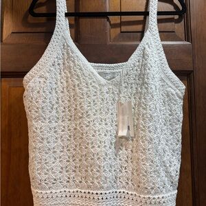 Vince White Crochet Camisole Top